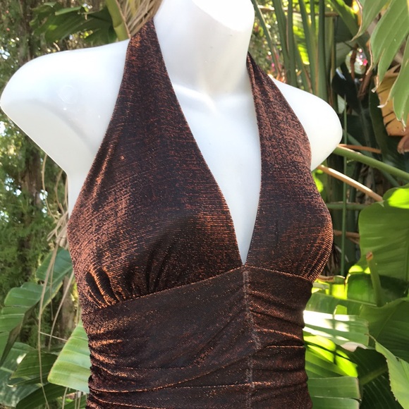Cache metallic pleated halter dress - Picture 4 of 11